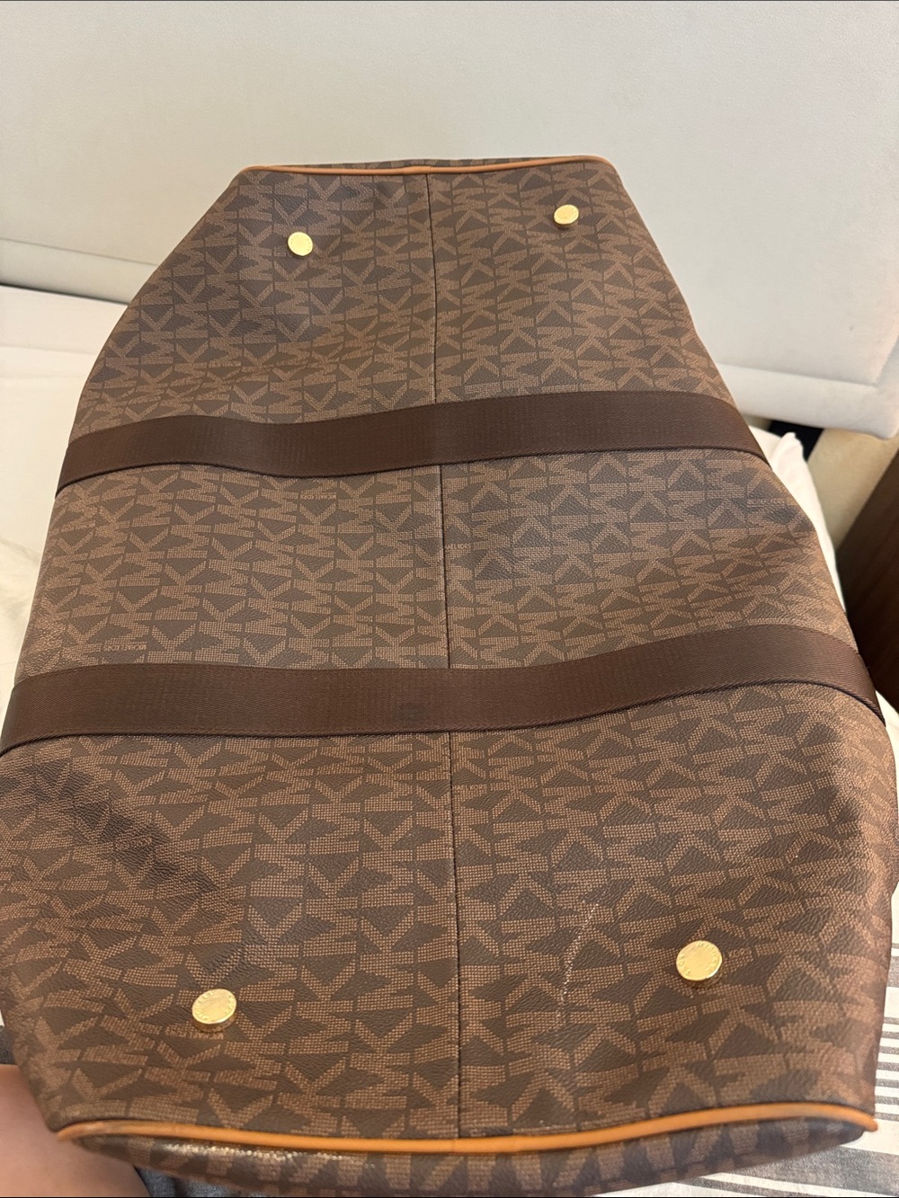 Michael Kors Brown Signature MK Canvas Duffel - Picture 13 of 13